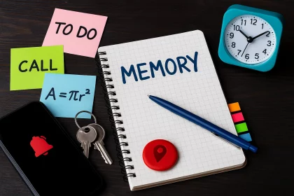 Блокнот и предметы на столе