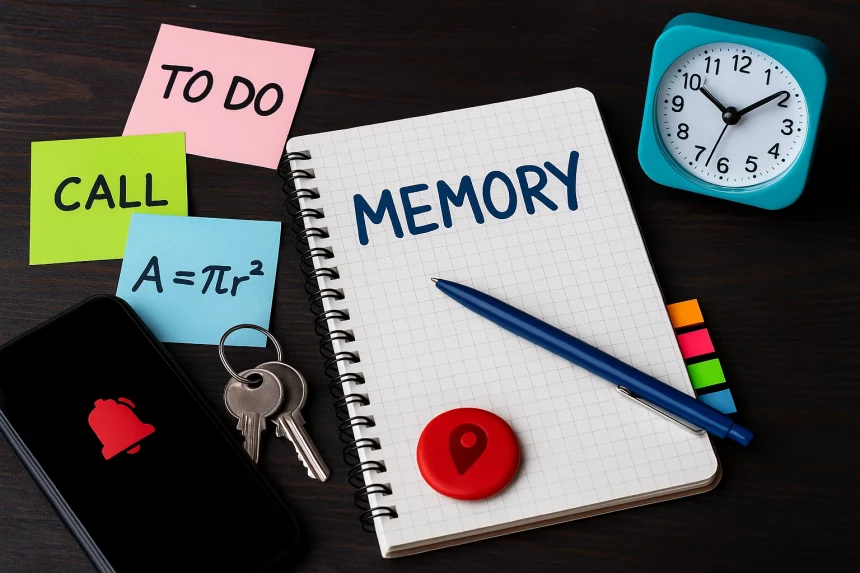 Блокнот и предметы на столе