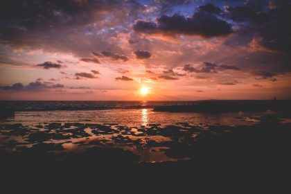 Яркий закат солнца